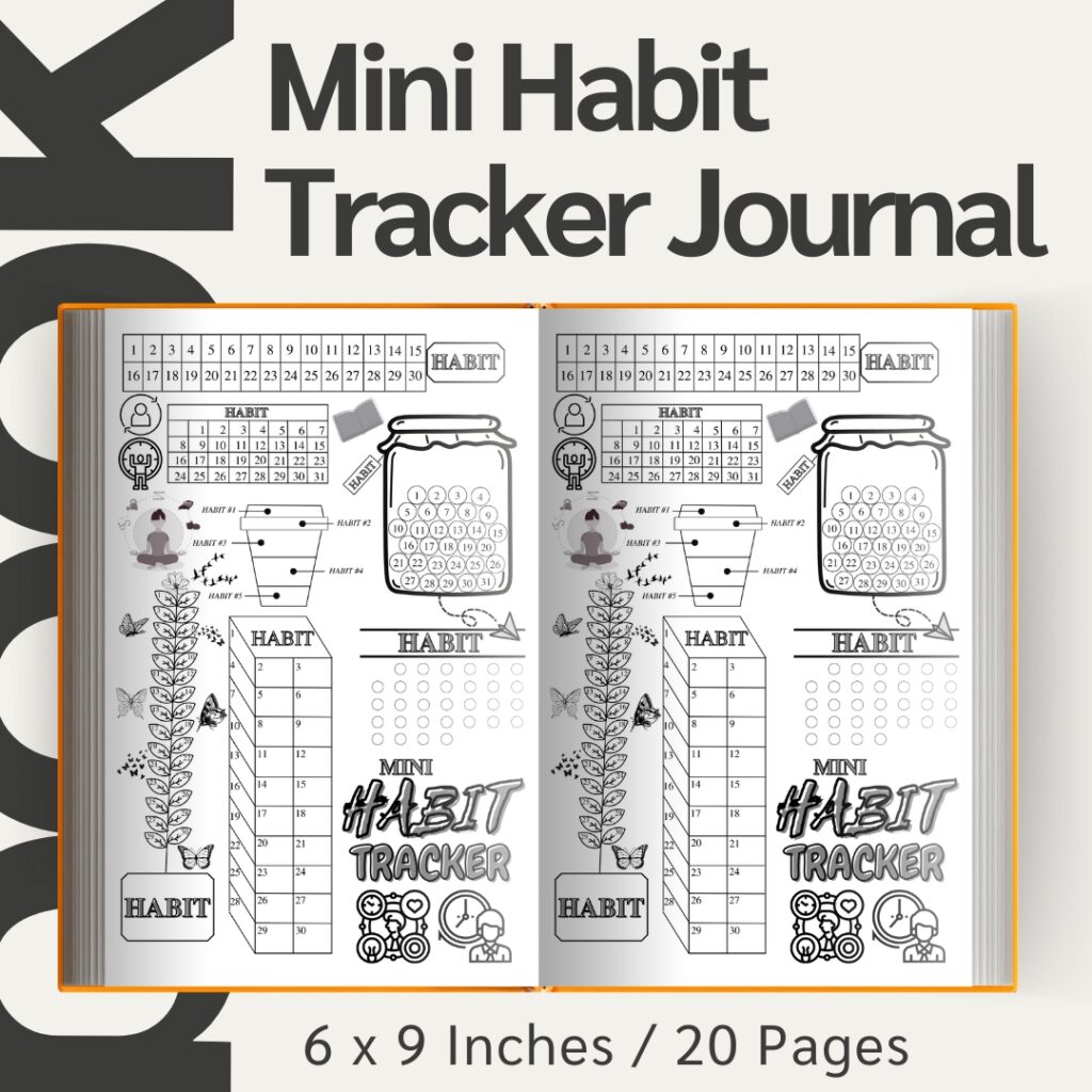 Mini Habit Tracker Journal / Editable Canva Template