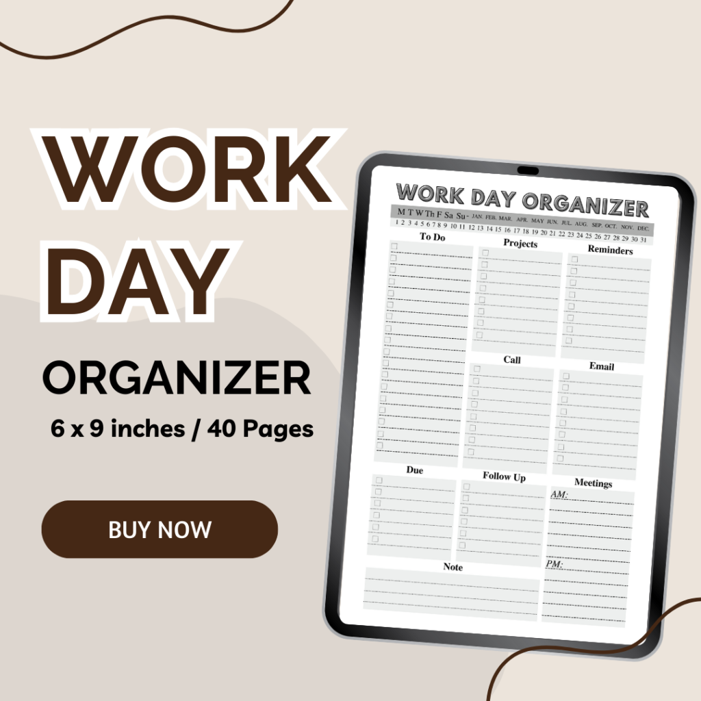 Work Day Organizer / Editable Canva Template