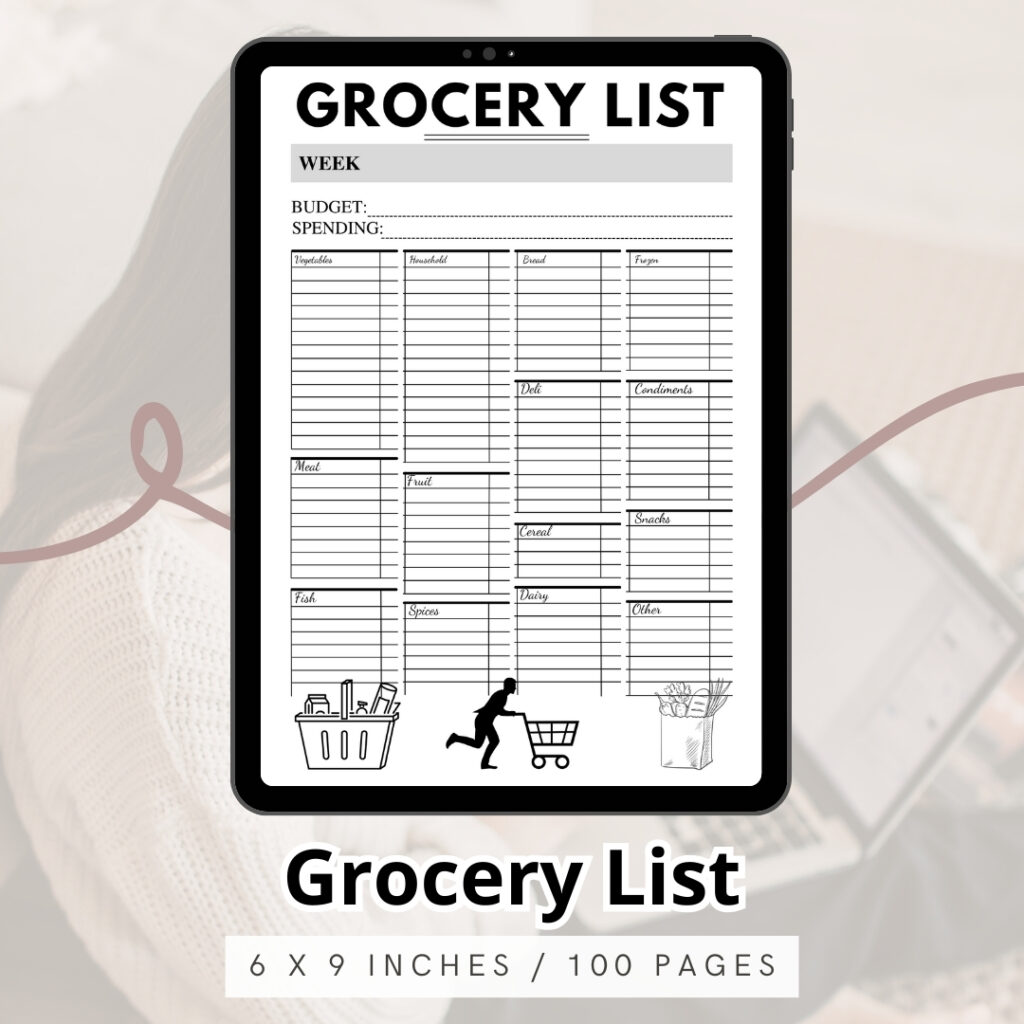 Grocery List Journal / Editable Canva Template