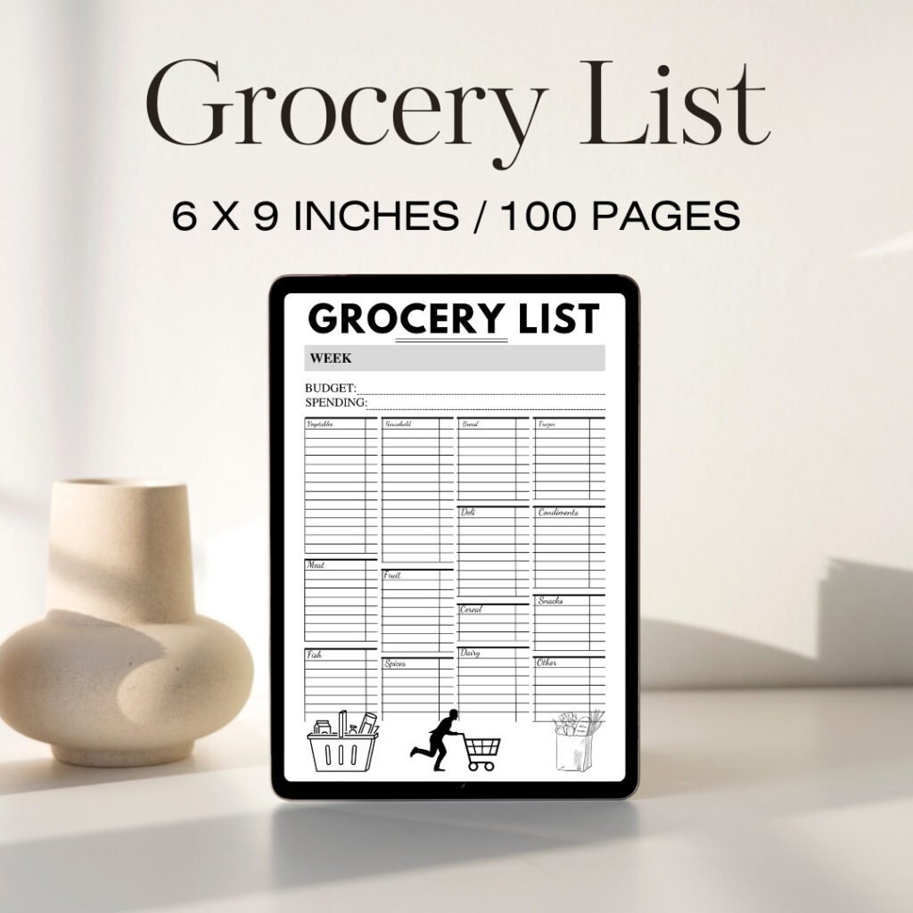 Grocery List Journal / Editable Canva Template