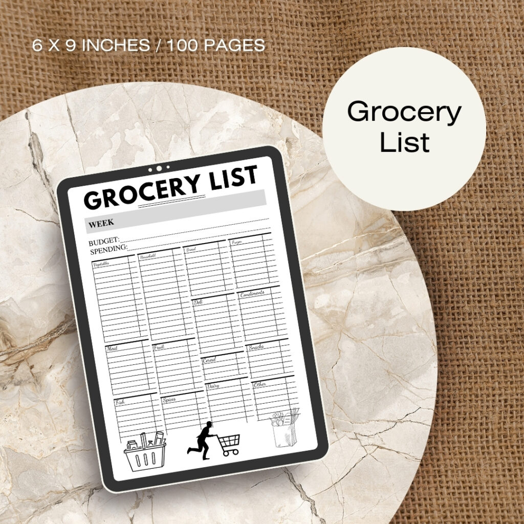 Grocery List Journal / Editable Canva Template