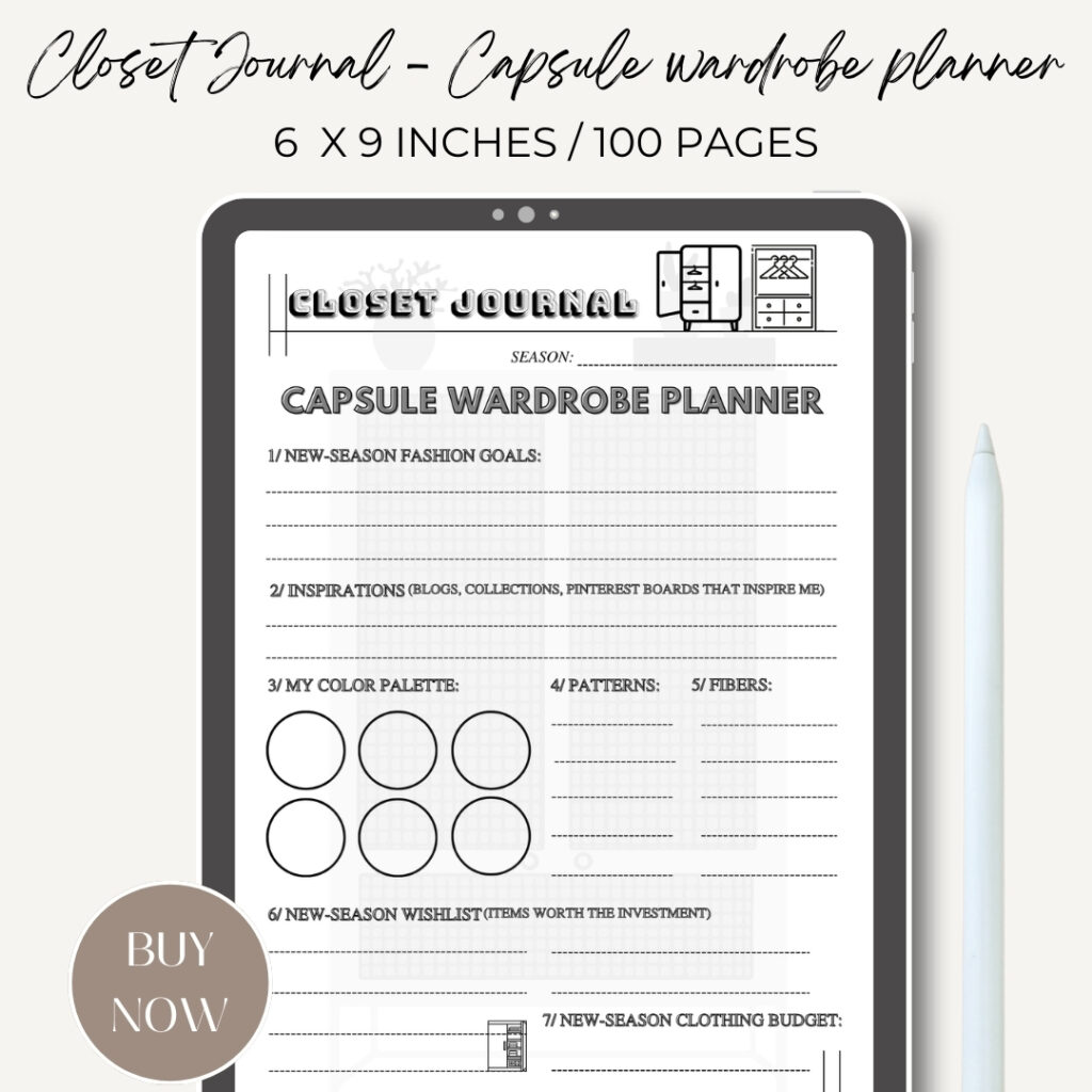 Closet Journal - Capsule wardrobe planner / Editable Canva Template