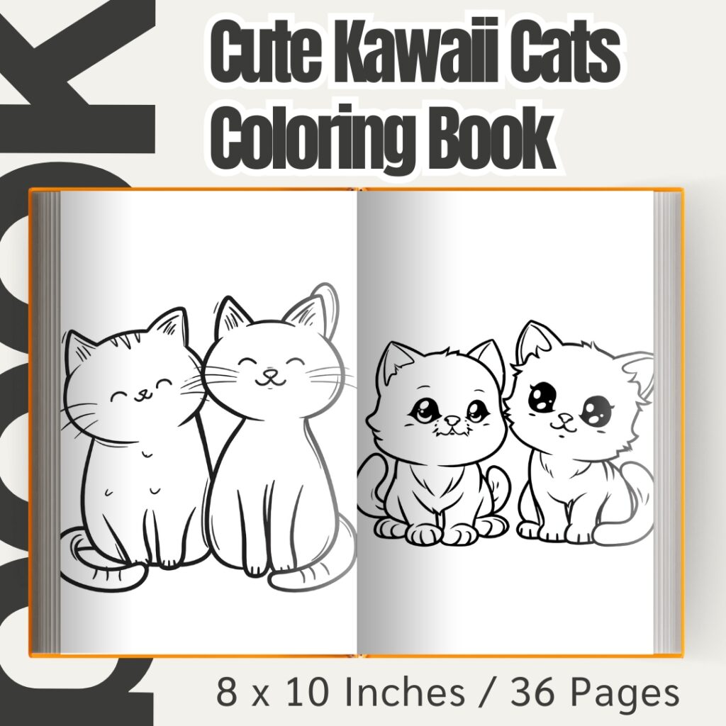 Cute Kawaii Cats Coloring Pages / Sheets of Cute Kawaii Cats Clipart {Coloring Book}