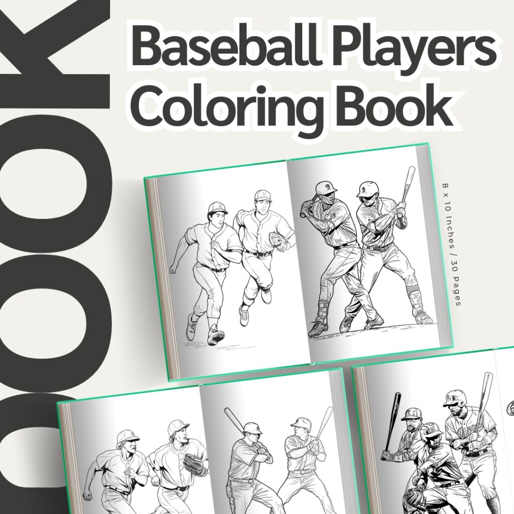 Baseball Players Coloring Pages / Sheets of Baseball Players Clipart {Coloring Book}