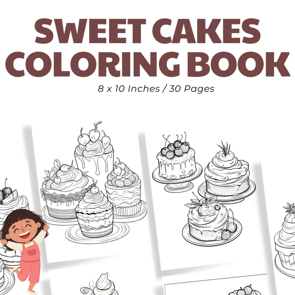 Sweet Cakes Coloring Pages / Sheets of Sweet Cakes Clipart