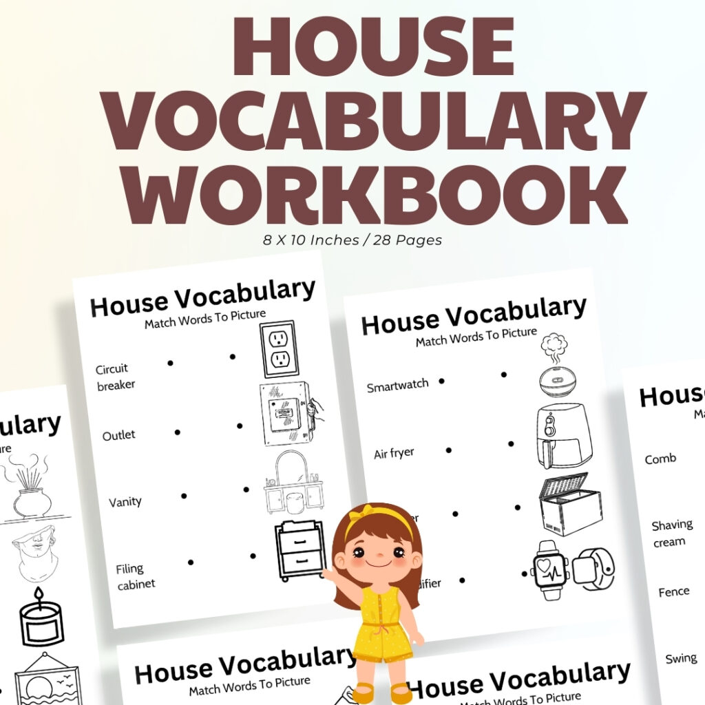 House Vocabulary Workbook: Match Words To Picture and Color The Picture