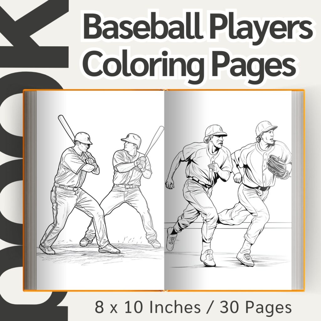 Baseball Players Coloring Pages / Sheets of Baseball Players Clipart {Coloring Book}