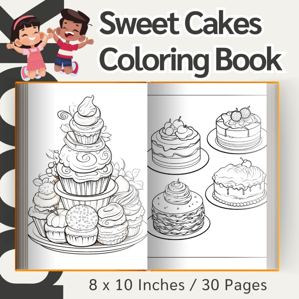 Sweet Cakes Coloring Pages / Sheets of Sweet Cakes Clipart