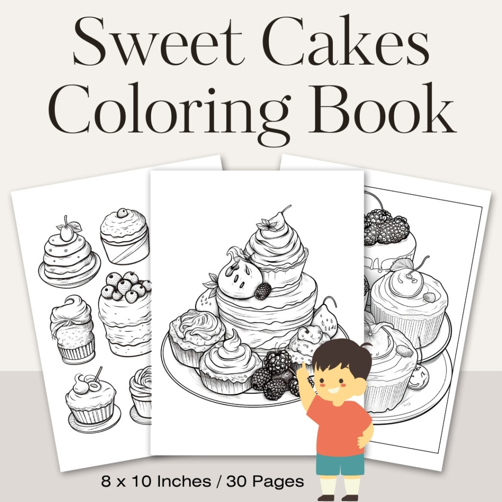 Sweet Cakes Coloring Pages / Sheets of Sweet Cakes Clipart {Coloring Book}