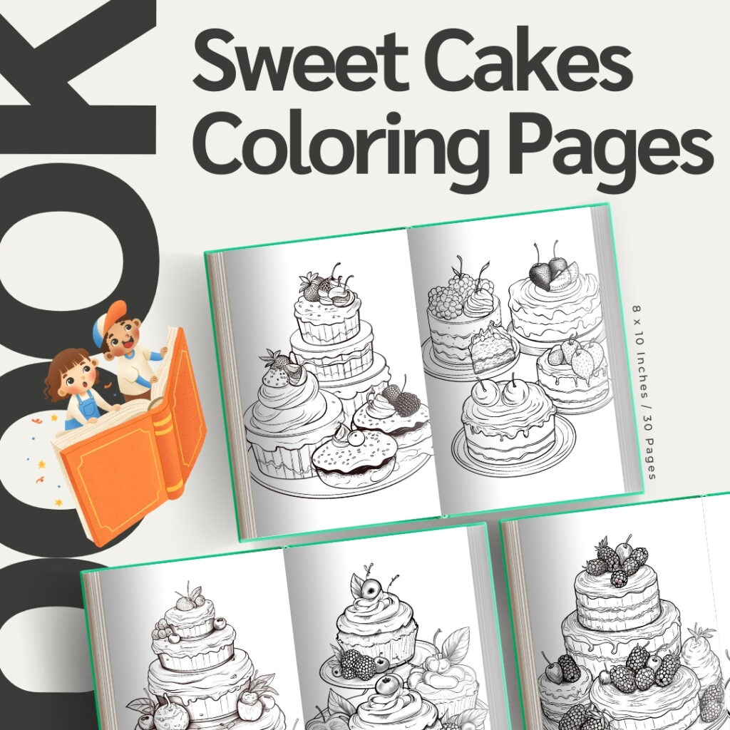 Sweet Cakes Coloring Pages / Sheets of Sweet Cakes Clipart