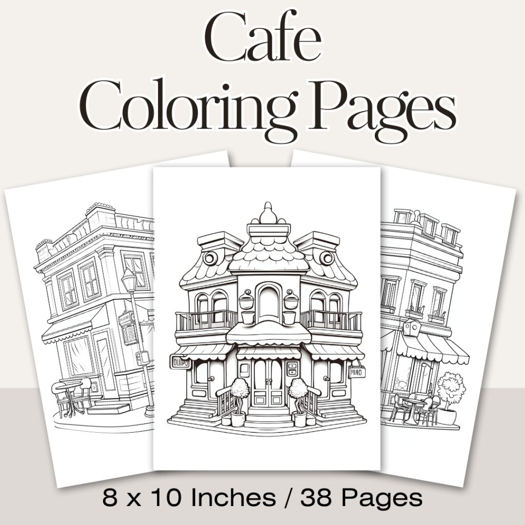 Cafe Coloring Pages / Sheets of Cafe Clipart {Coloring Book}