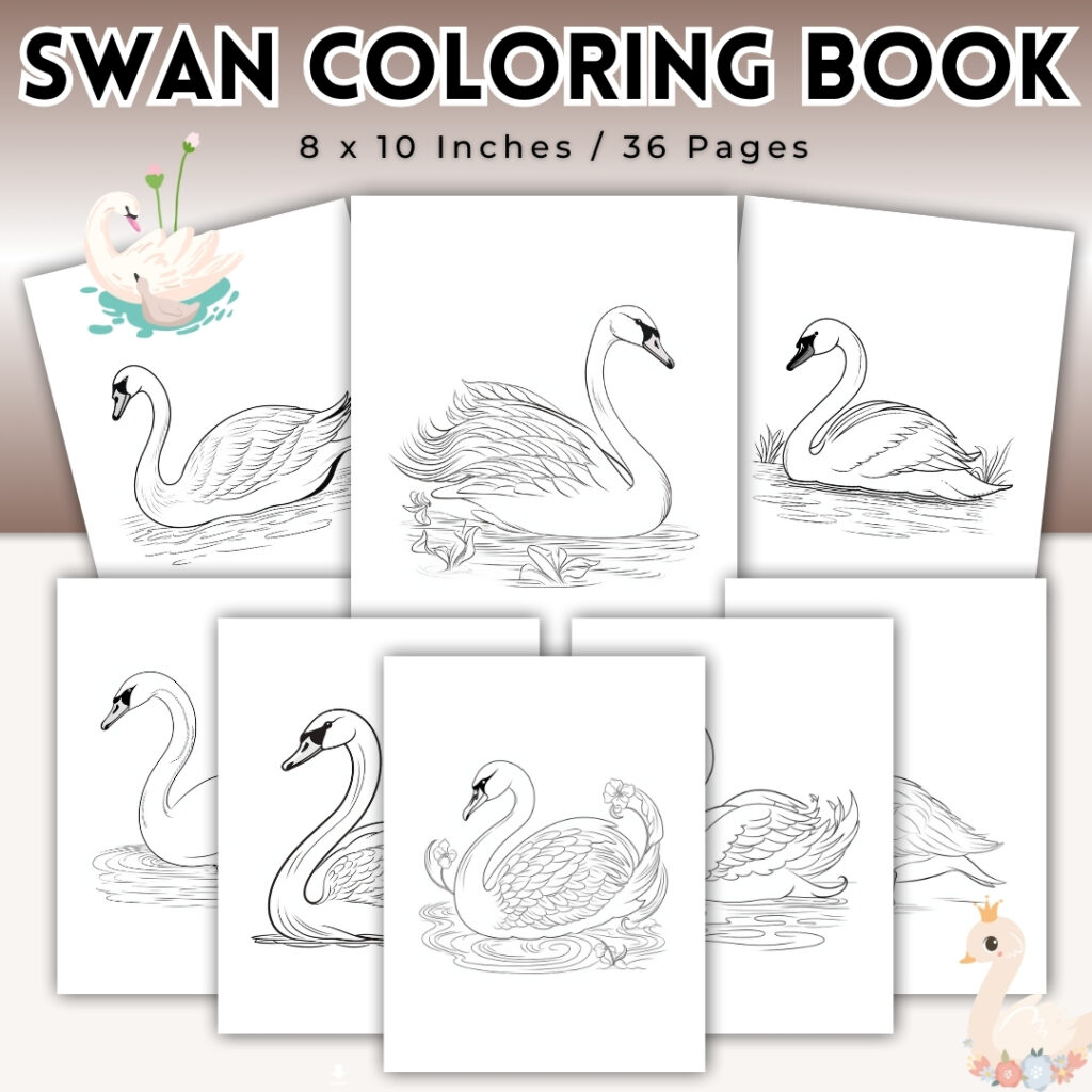 Swan Coloring Pages / Sheets of Swan Clipart {Coloring Book}