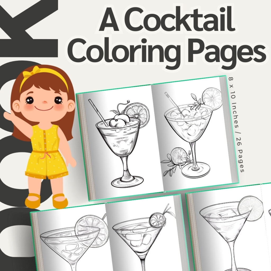 A Cocktail Coloring Pages / Sheets of A Cocktail Clipart {Coloring Book}