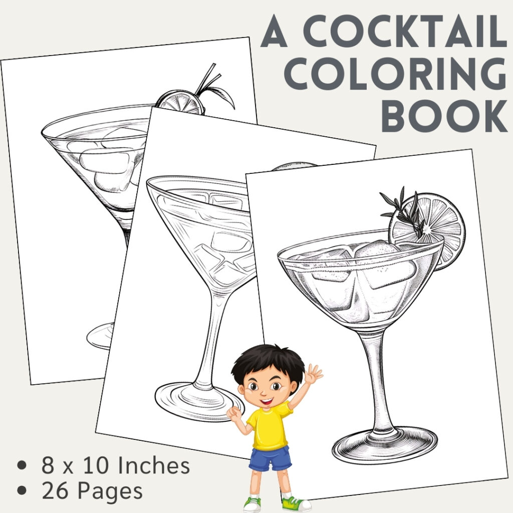 A Cocktail Coloring Pages / Sheets of A Cocktail Clipart {Coloring Book}