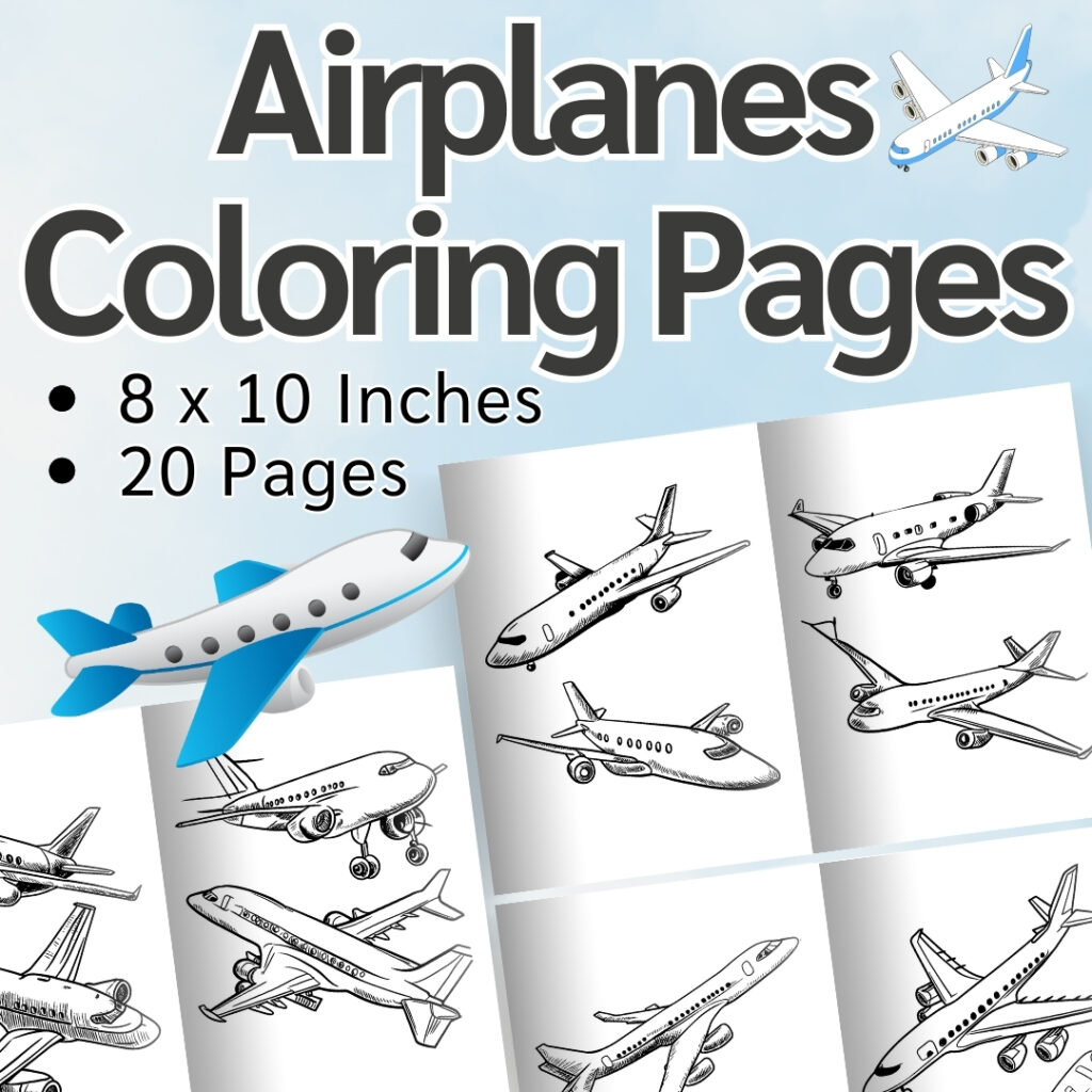 Airplanes Coloring Pages / Sheets of Airplanes Clipart {Coloring Book}