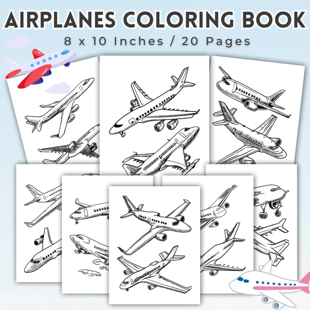 Airplanes Coloring Pages / Sheets of Airplanes Clipart {Coloring Book}