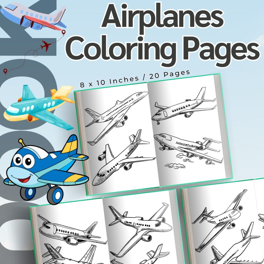 Airplanes Coloring Pages / Sheets of Airplanes Clipart {Coloring Book}