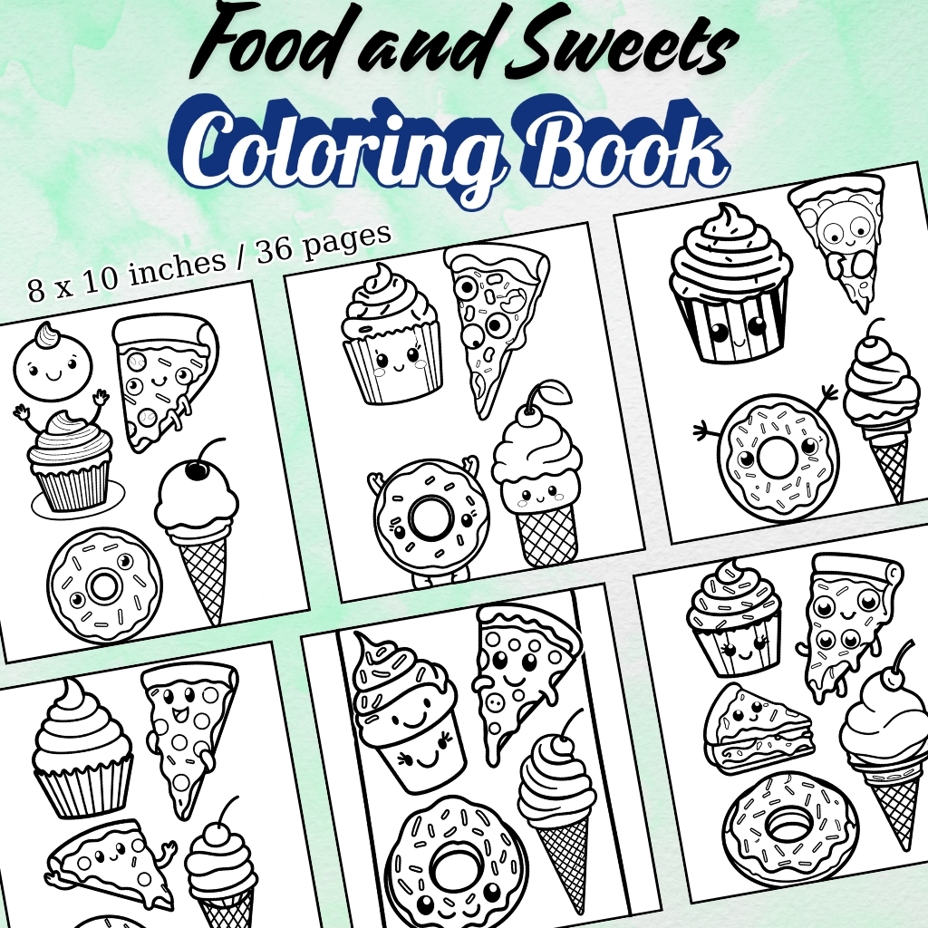 Food and Sweets Coloring Pages / Sheets of Food and Sweets {Coloring Book}
