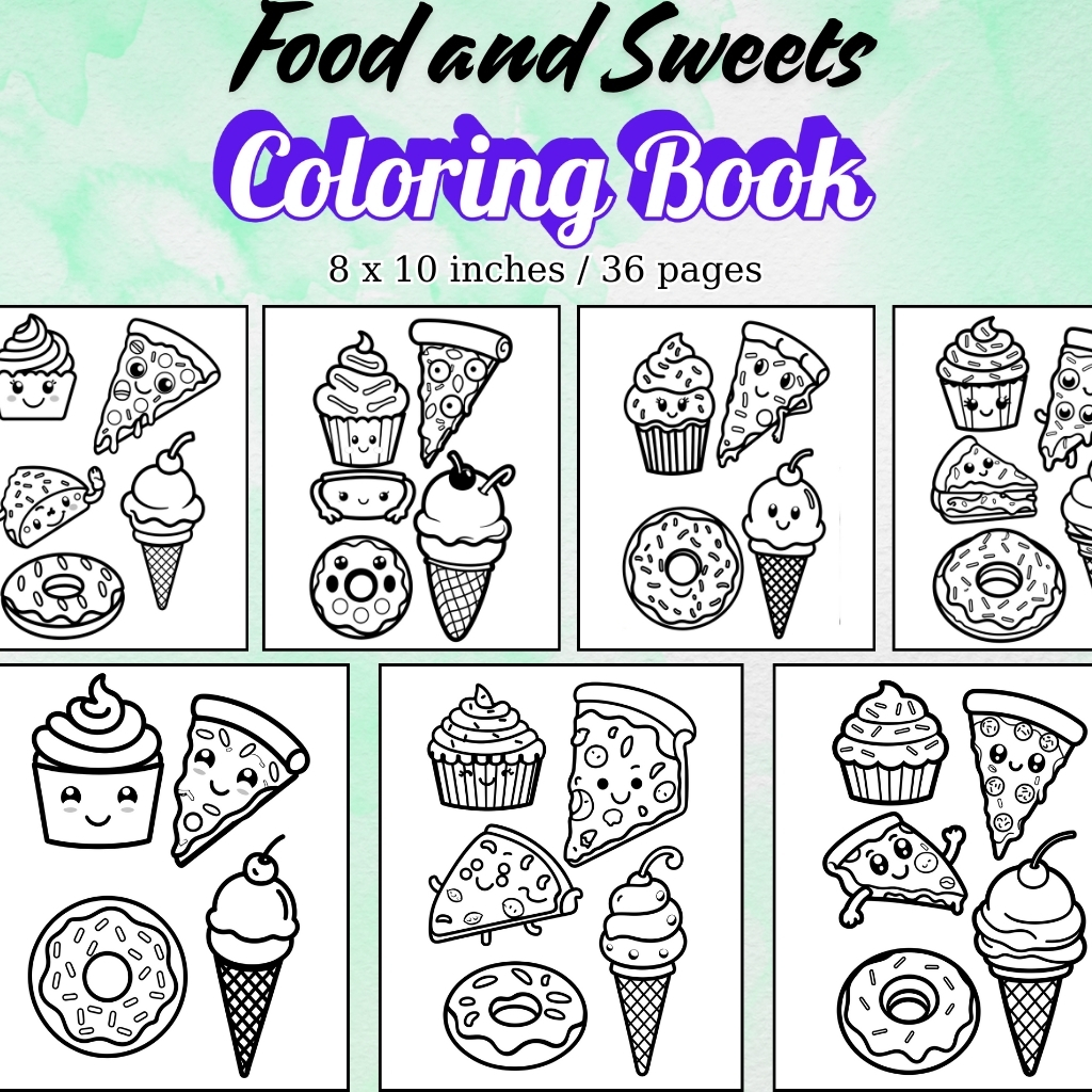 Food and Sweets Coloring Pages / Sheets of Food and Sweets {Coloring Book}