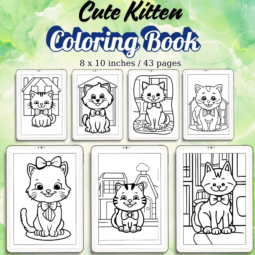 Cute Kitten Coloring Pages / Sheets of Cute Kitten {Coloring Book}