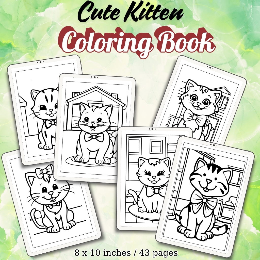 Cute Kitten Coloring Pages / Sheets of Cute Kitten {Coloring Book}