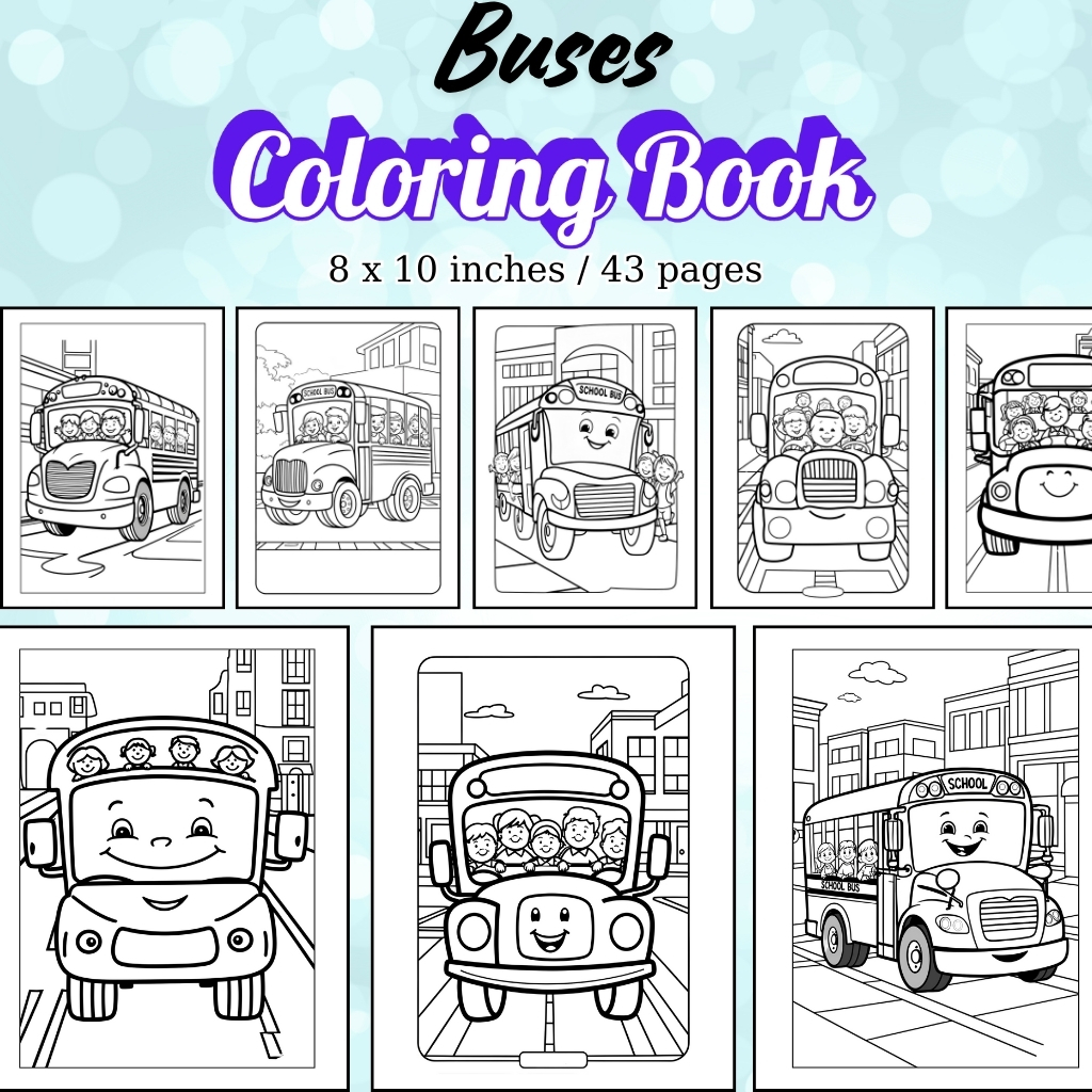 Buses Coloring Pages / Sheets of Buses {Coloring Book}