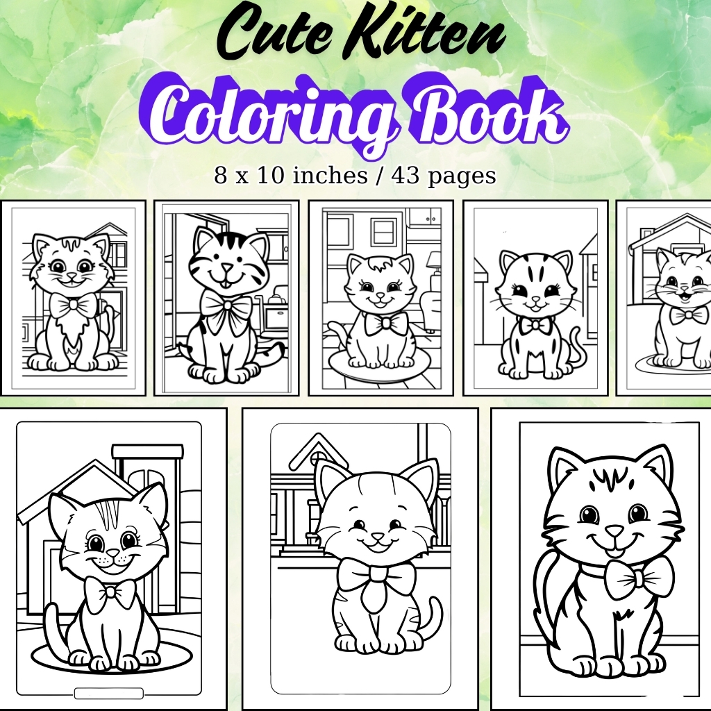 Cute Kitten Coloring Pages / Sheets of Cute Kitten {Coloring Book}