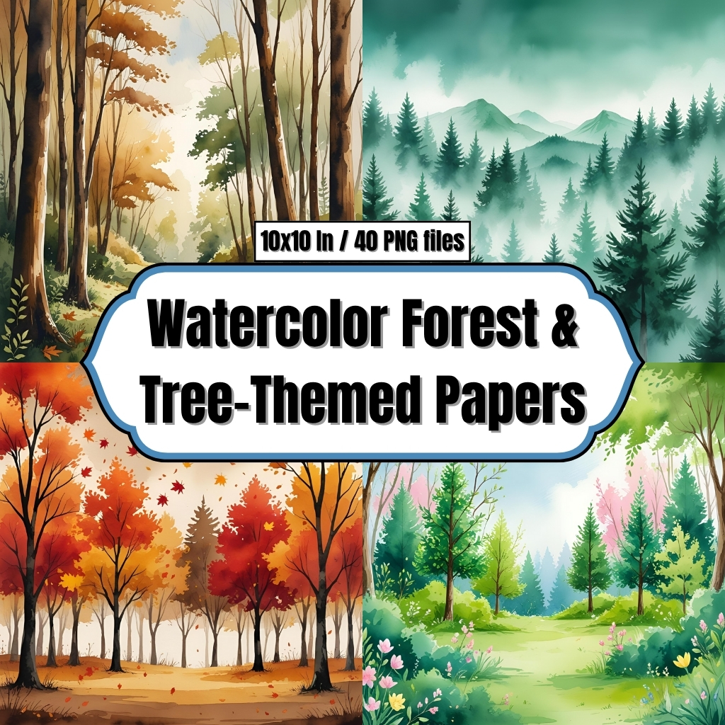 Watercolor Forest And Tree - Themed Papers