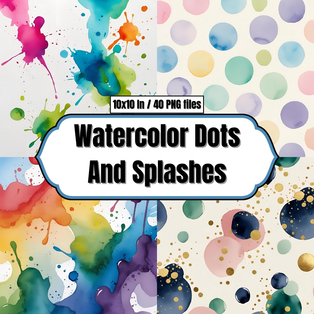 Watercolor Dots And Splashes - Digital Paper Clip Art