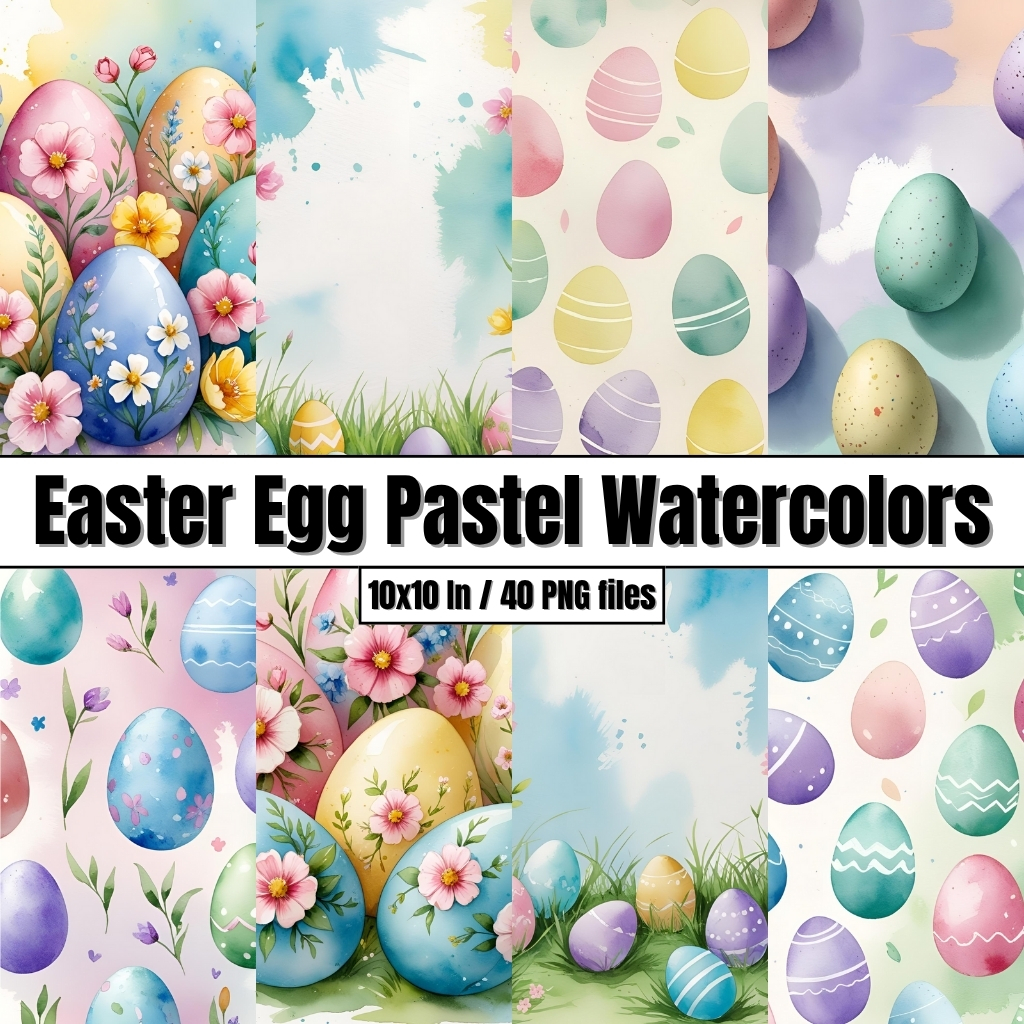 Easter Egg Pastel Watercolors – Digital Paper Clip Art