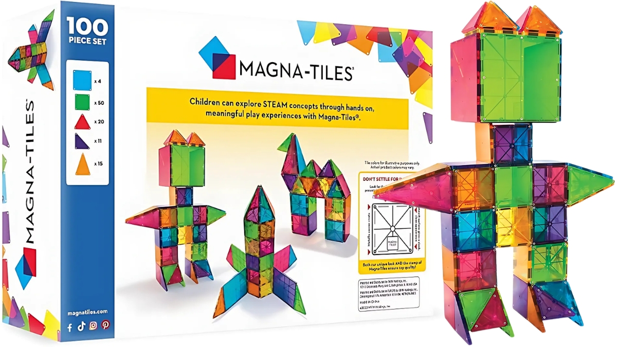 Magna-Tiles 100-Piece Clear Colors Set