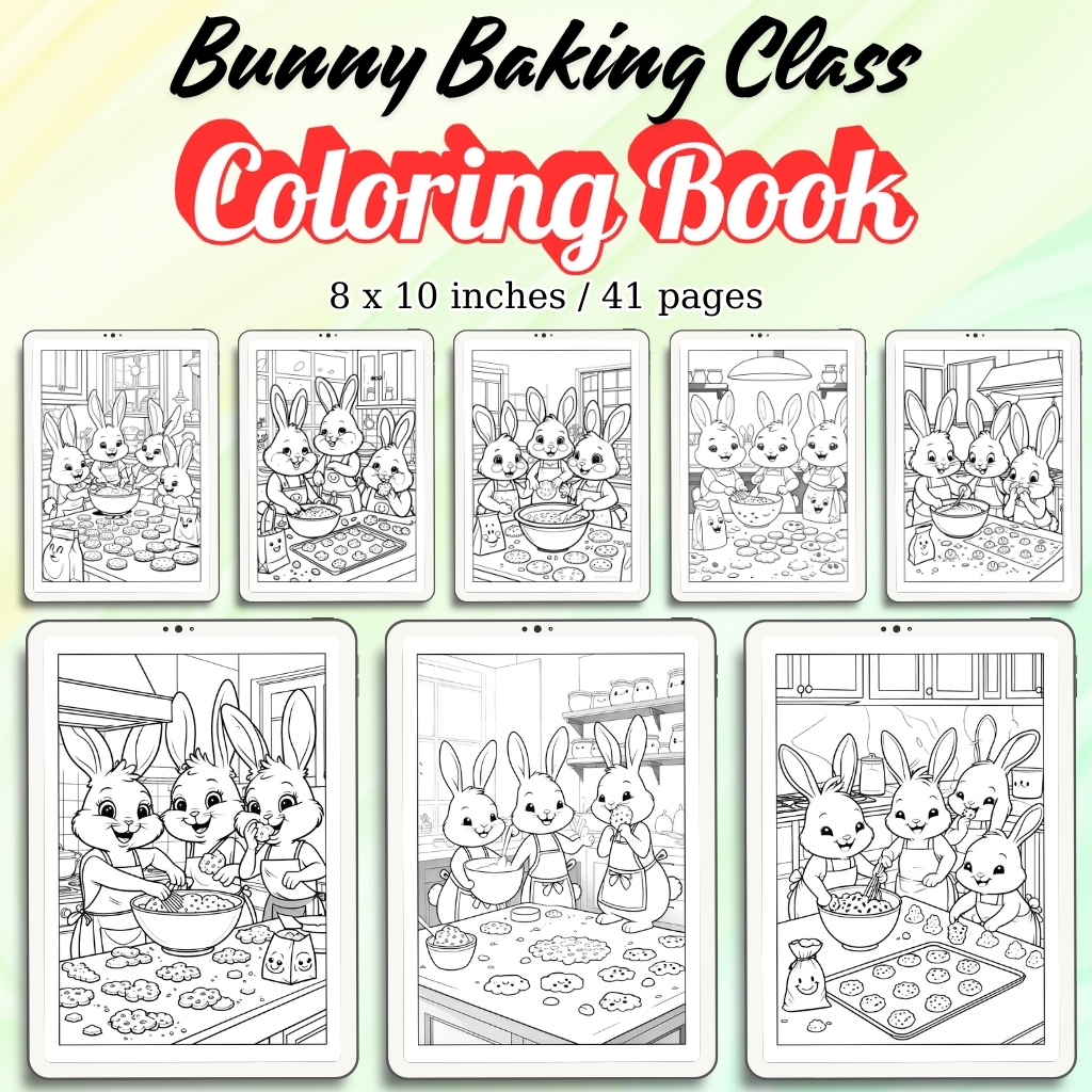 Bunny Baking Class Coloring Pages / Sheets of Bunny Baking Class {Coloring Book}