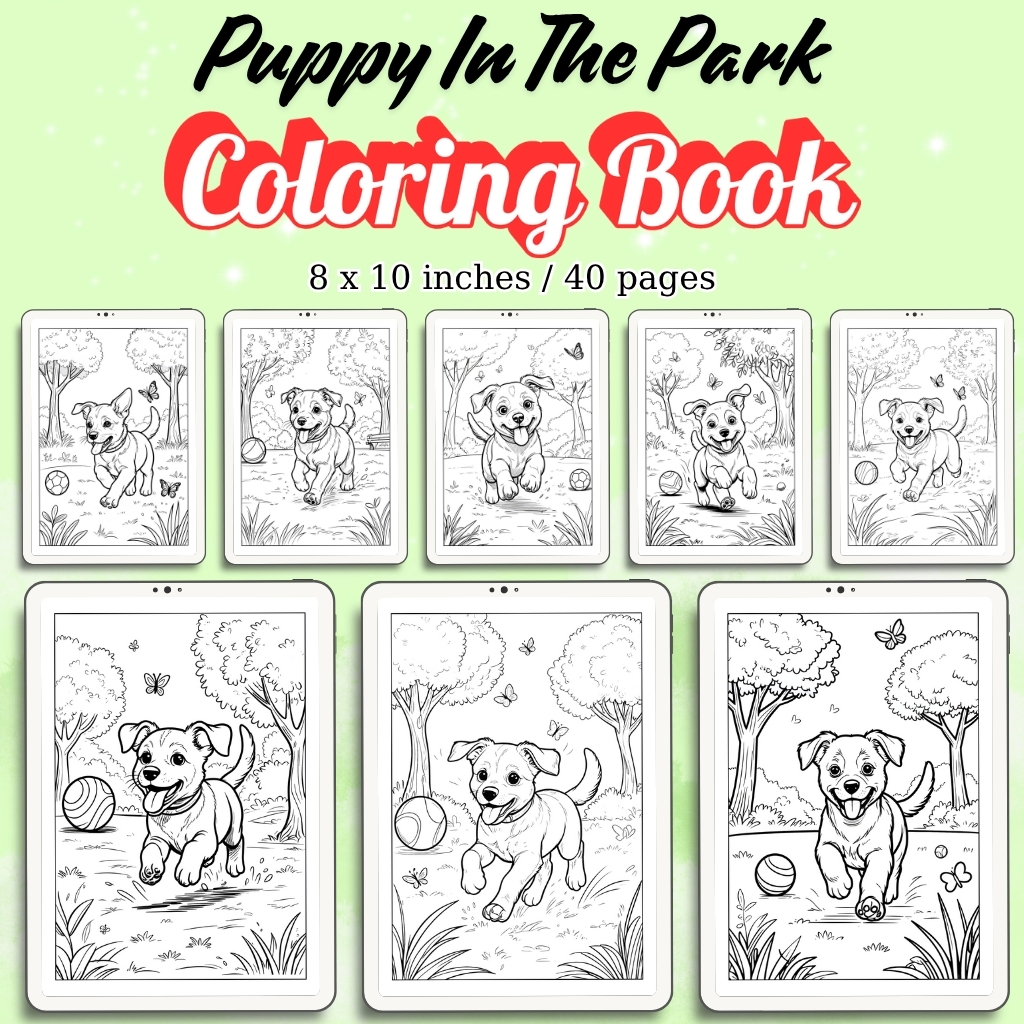 Puppy In The Park Coloring Pages / Sheets of Puppy In The Park {Coloring Book}