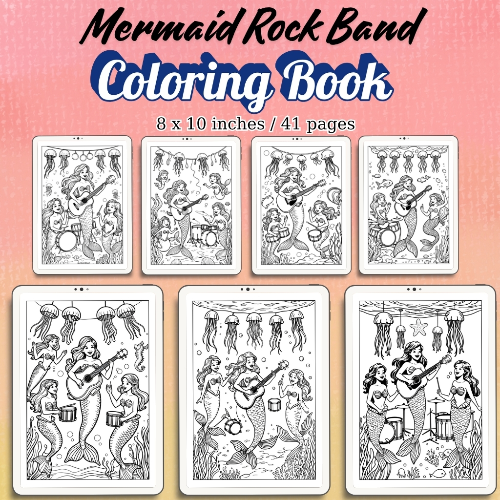 Mermaid Rock Band Coloring Pages / Sheets of Mermaid Rock Band {Coloring Book}