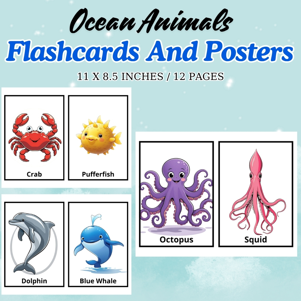 Ocean Animals Flashcards and Posters