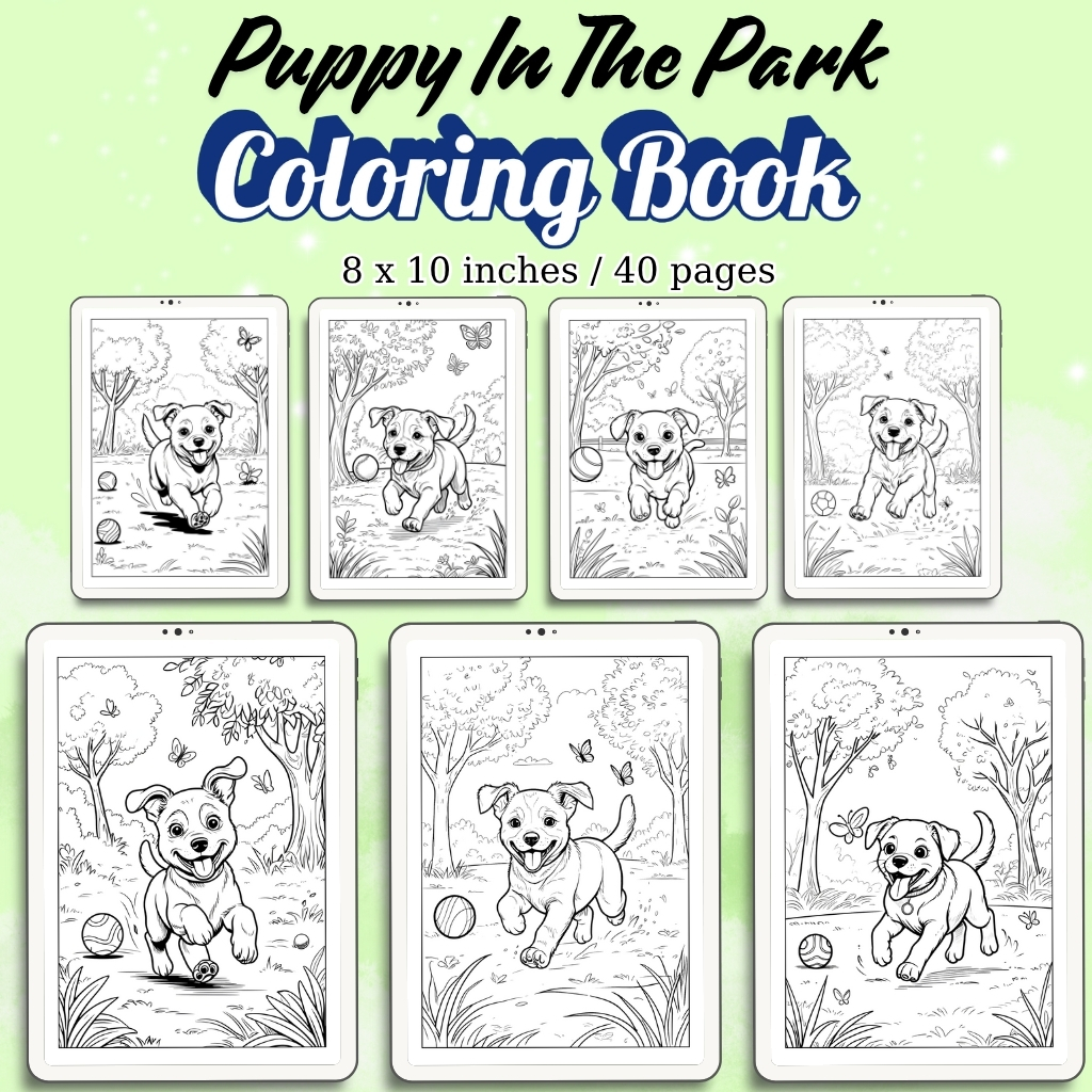 Puppy In The Park Coloring Pages / Sheets of Puppy In The Park {Coloring Book}
