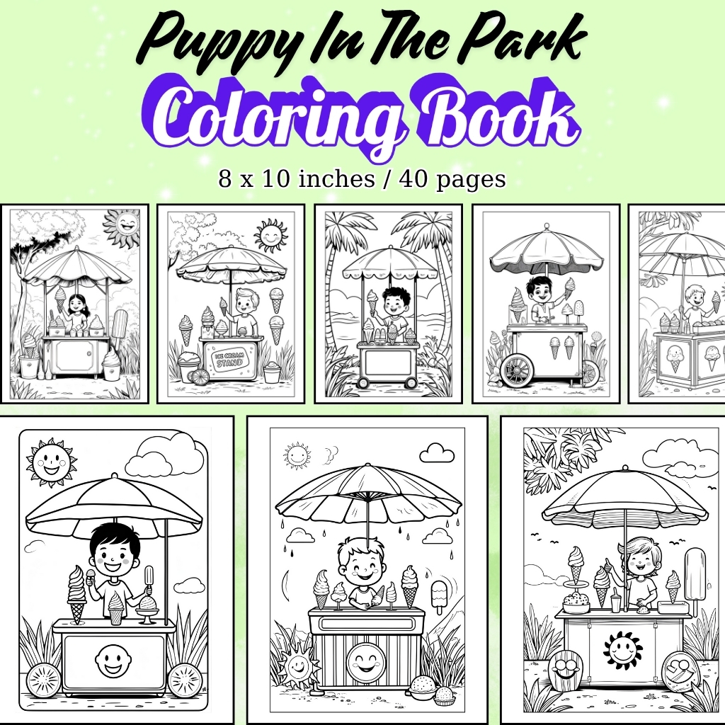 Puppy In The Park Coloring Pages / Sheets of Puppy In The Park {Coloring Book}