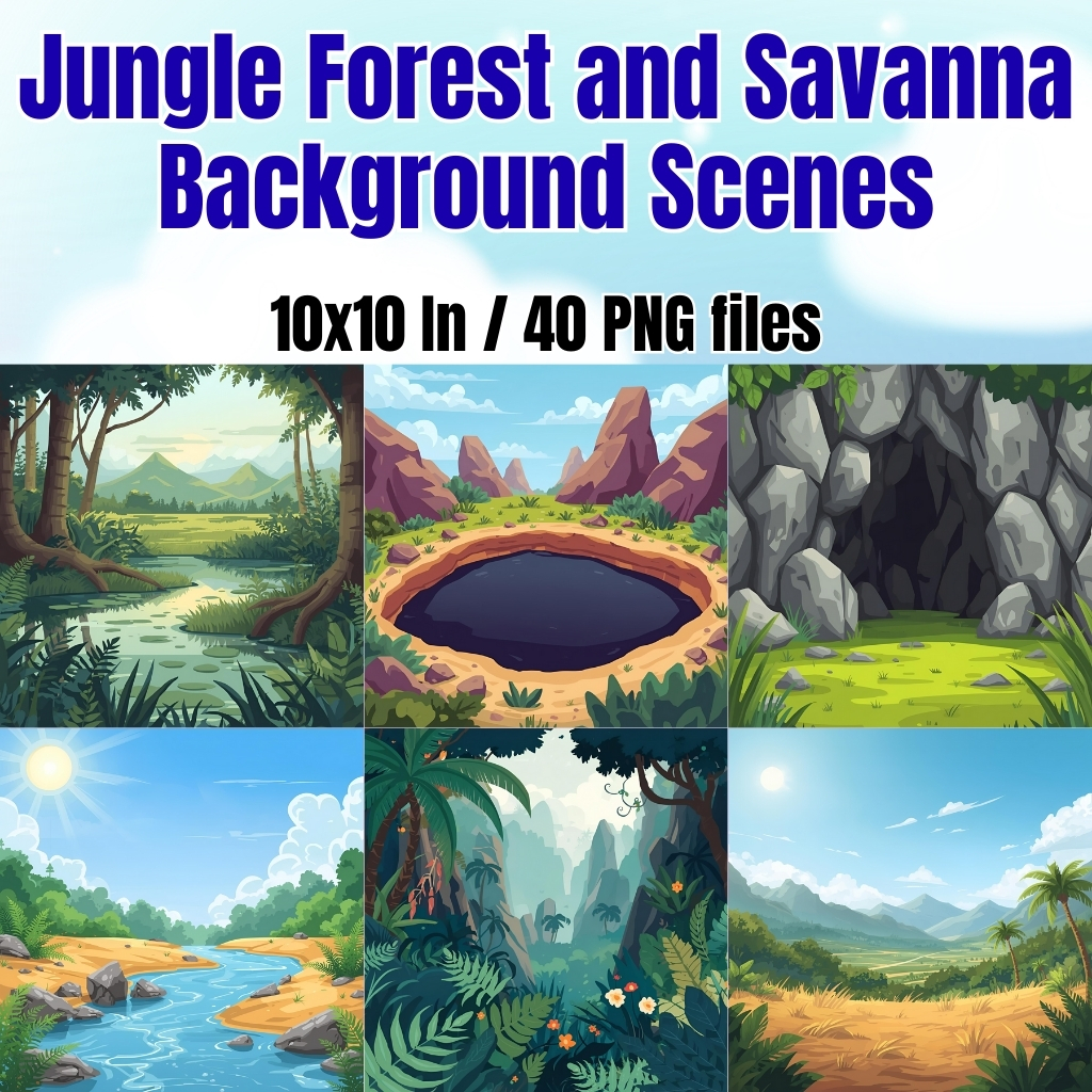 Jungle Forest and Savanna Background Scenes