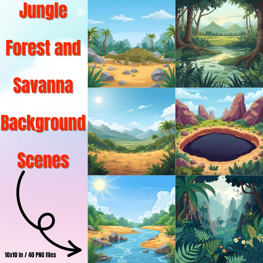 Jungle Forest and Savanna Background Scenes