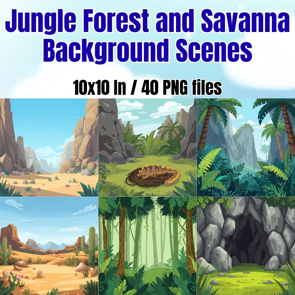 Jungle Forest and Savanna Background Scenes