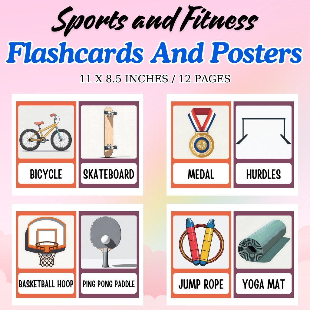 Sports and Fitness Vocabulary Flashcards and Posters