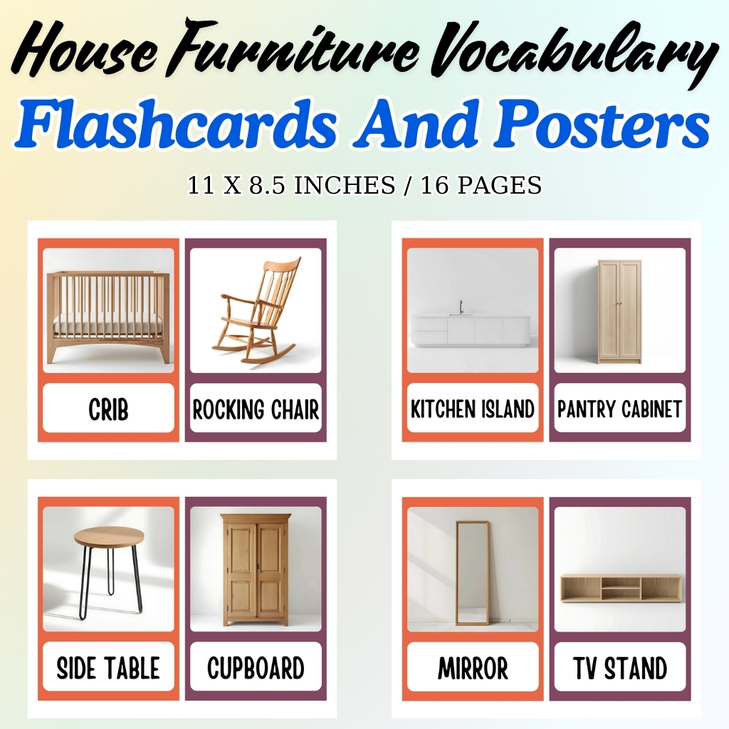 House Furniture Vocabulary Flashcards and Posters