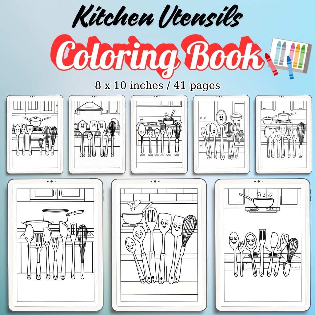 Kitchen Utensils Coloring Pages / Sheets of Kitchen Utensils {Coloring Book}