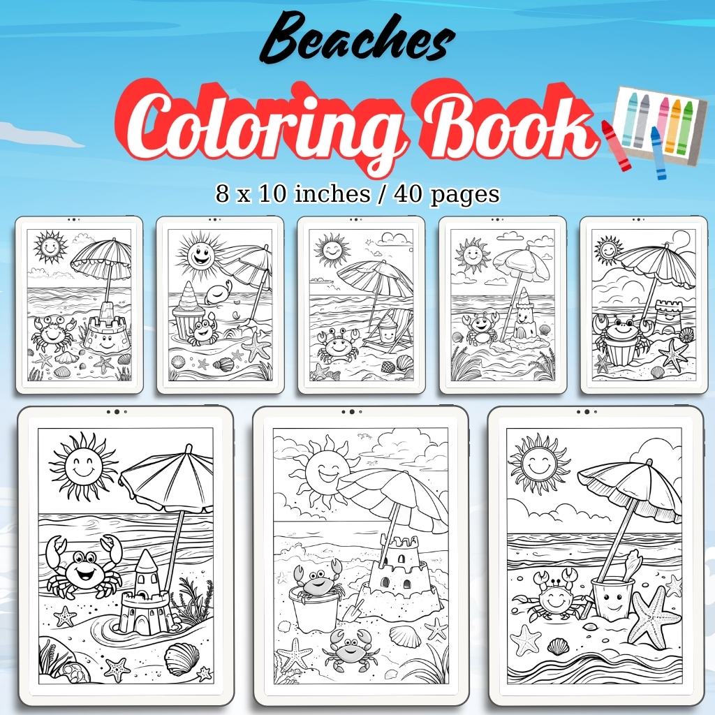 Beaches Coloring Pages / Sheets of Beaches {Coloring Book}