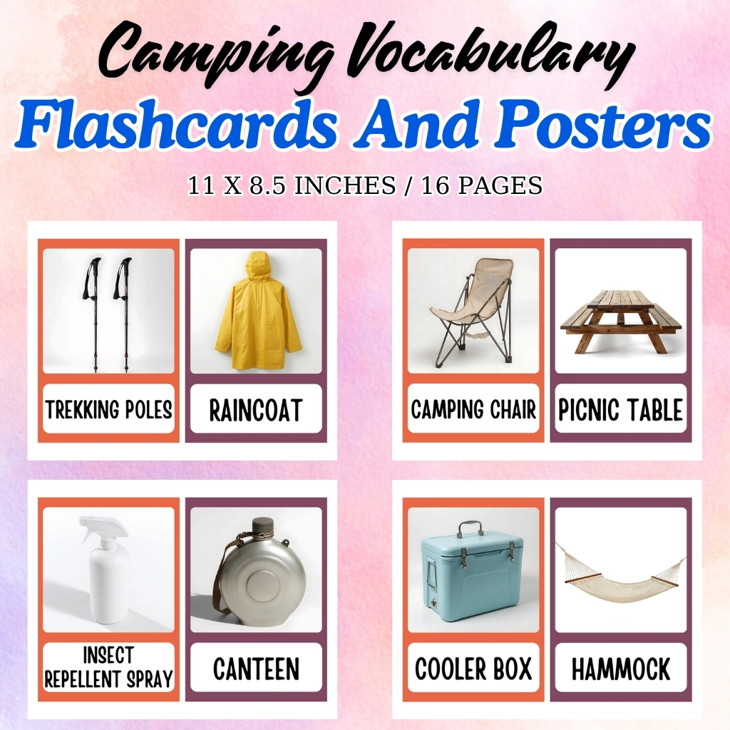 Camping Vocabulary Flashcards and Posters