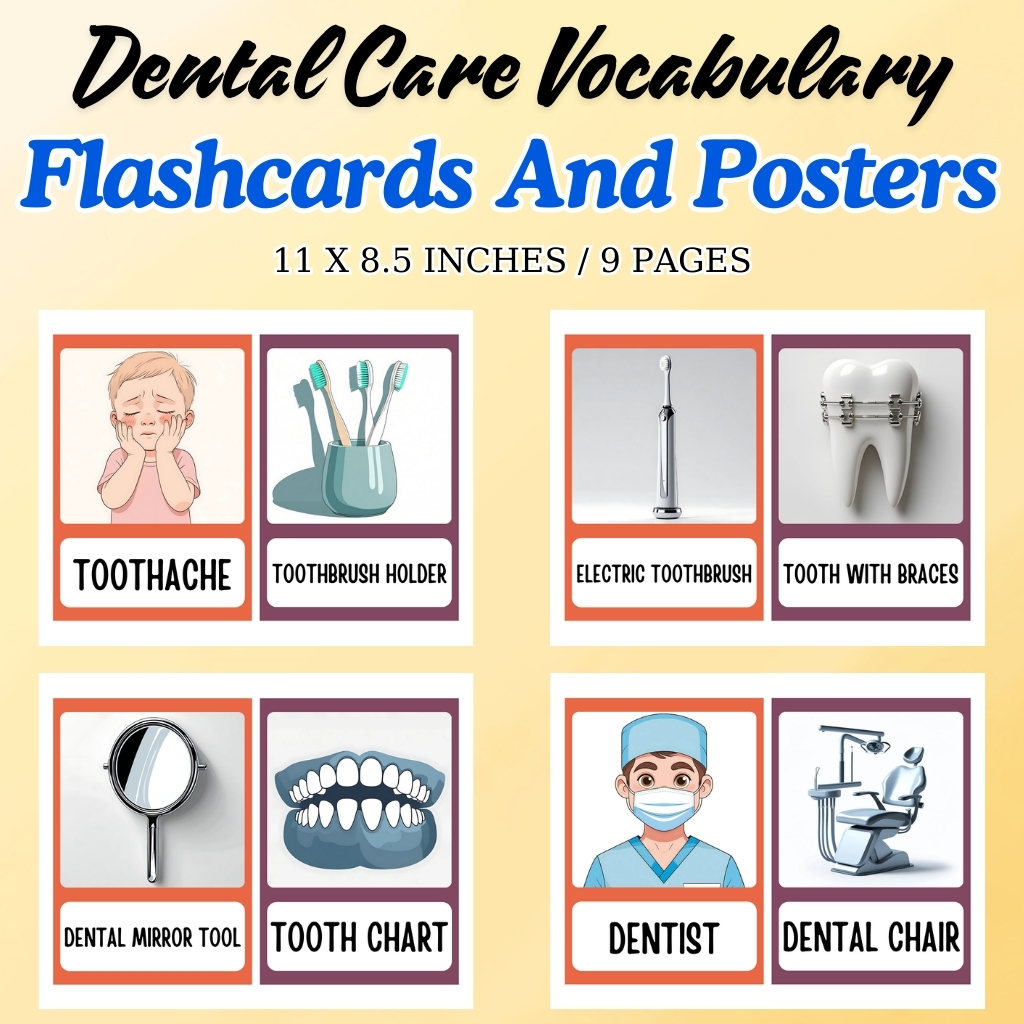 Dental Care Vocabulary Flashcards and Posters
