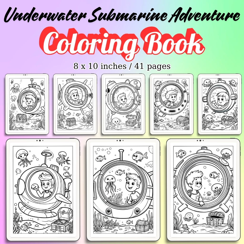 Underwater Submarine Adventure Coloring Pages / Sheets of Underwater Submarine Adventure {Coloring Book}