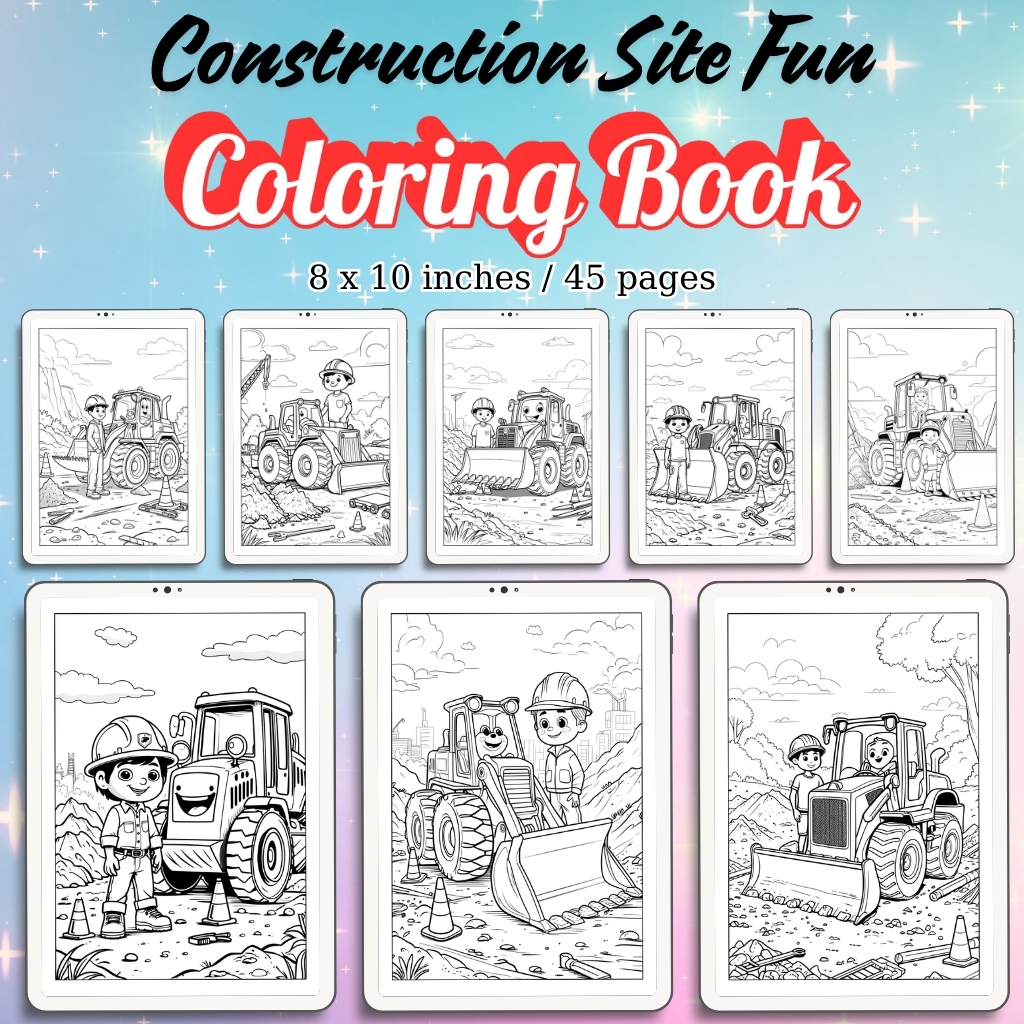 Construction Site Fun Coloring Pages / Sheets of Construction Site Fun {Coloring Book}