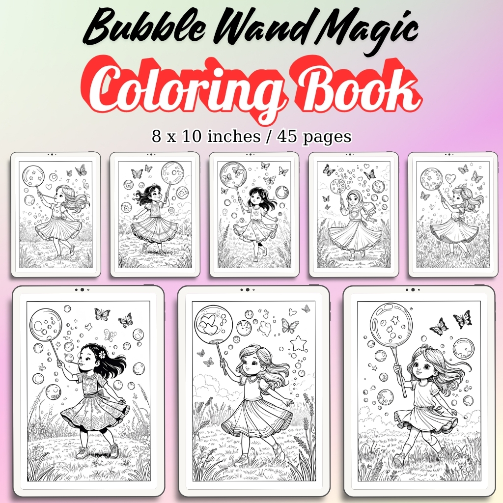 Bubble Wand Magic Coloring Pages / Sheets of Bubble Wand Magic {Coloring Book}
