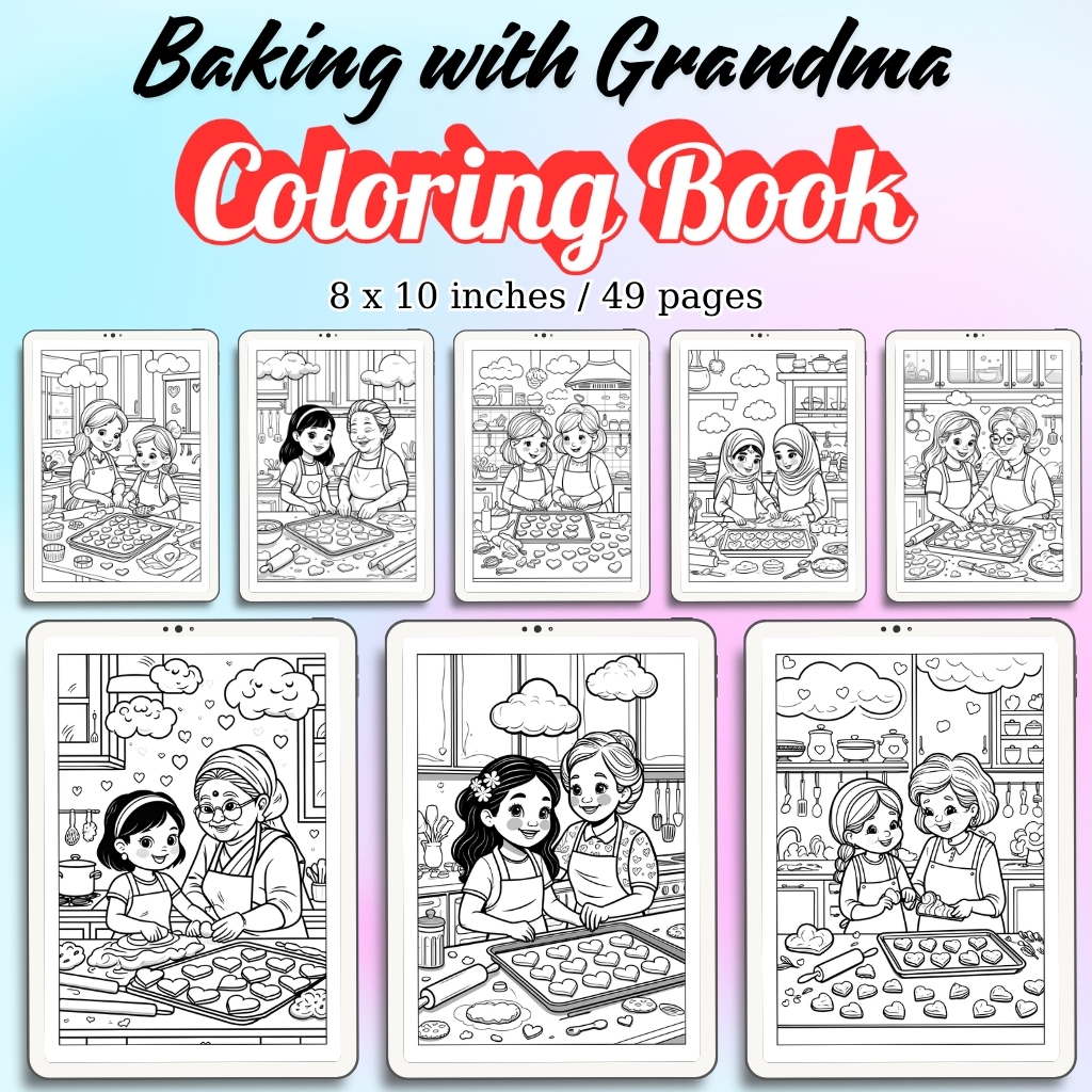 Baking with Grandma Coloring Pages / Sheets of Baking with Grandma {Coloring Book}